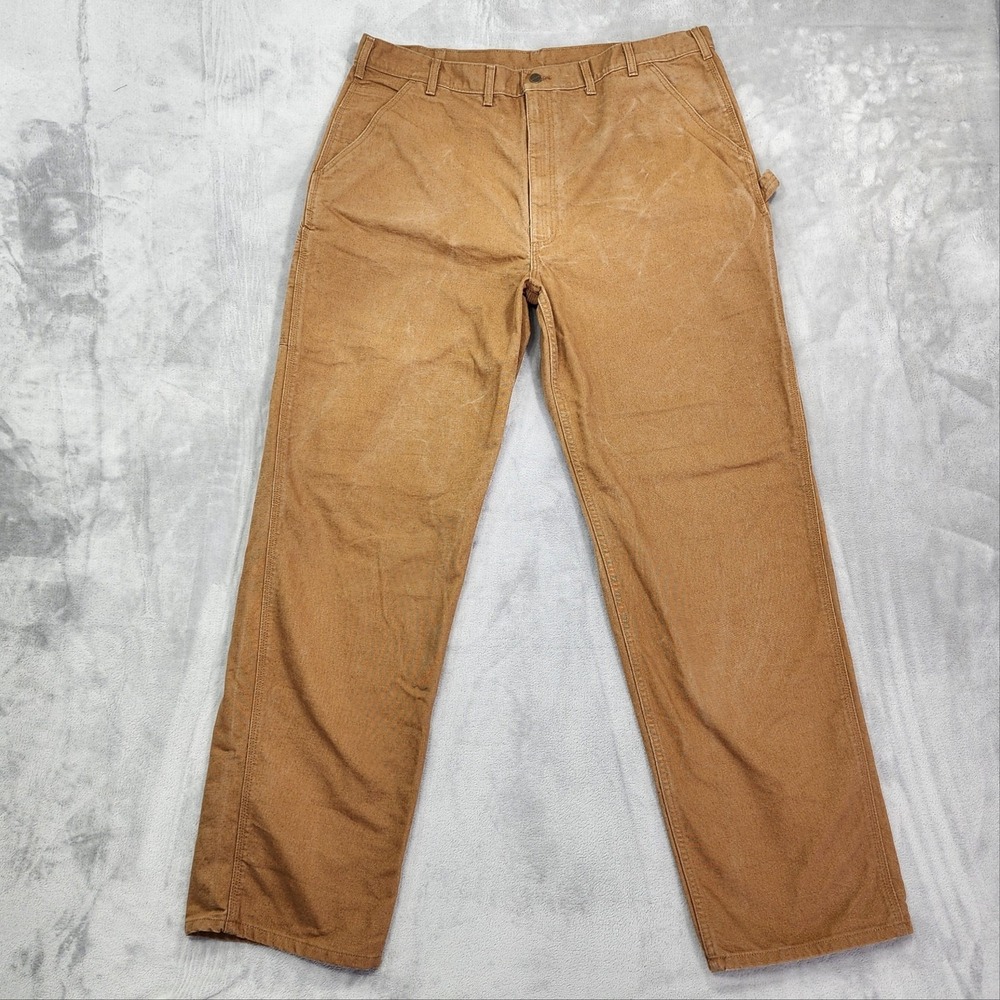 Carhartt Pants Mens 44x36 Brown B11‎ Canvas Carpenter Relaxed Fit Workwear Gear